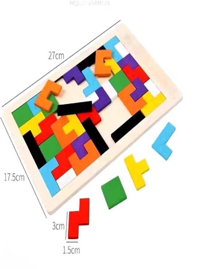 Manos Wooden Intelligence Puzzle Board Game, Colourful Tetris Blocks Pattern Making, Educational Brain Teaser with Instructions - Image 4